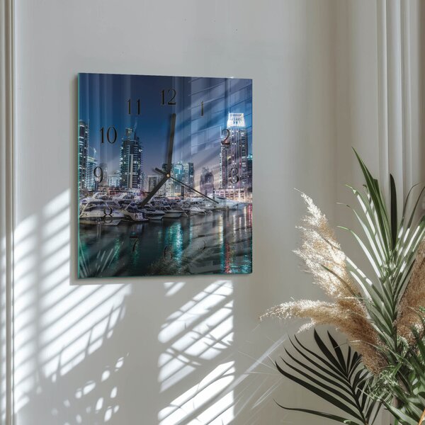 Skleněné hodiny na stěnu Horizont zskc-30x30-00177594