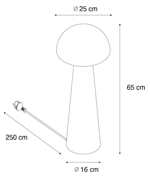 Venkovní stojací lampa černá 65 cm - Mushroom