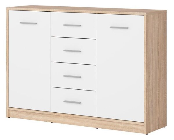 Komoda BRW Nepo Plus 6 (dub sonoma + bílá). Akce -10%