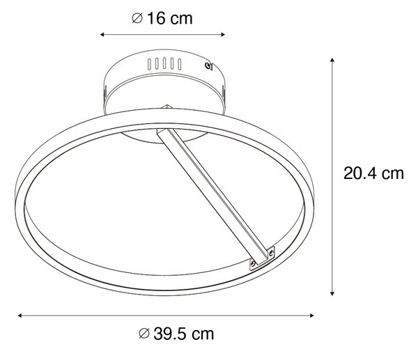Designové stropní svítidlo černé vč. LED 3-stupňový stmívač - Anello