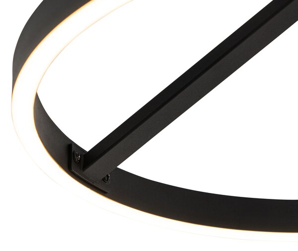 Designové stropní svítidlo černé vč. LED 3-stupňový stmívač - Anello