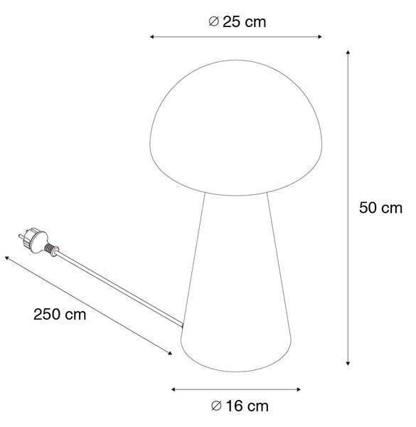 Venkovní stojací lampa černá 50 cm - Mushroom