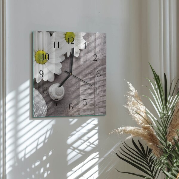 Skleněné hodiny na stěnu Květiny a kameny zskc-30x30-00181657
