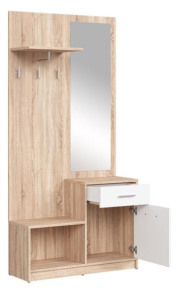 Předsíňová sestava BRW Nepo Plus 16 (dub sonoma + bílá). 1098341