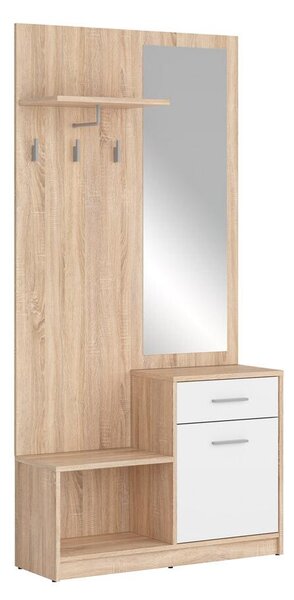 Předsíňová sestava BRW Nepo Plus 16 (dub sonoma + bílá). 1098341