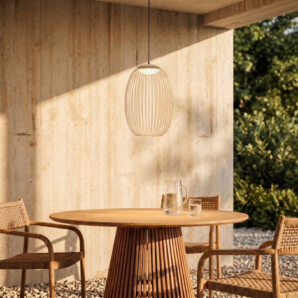 Lucande Venkovní závěsné LED svítidlo Richi, béžové, 40 cm, stmívatelné, stmívatelný, Krémová / jantar, kov, Moderní