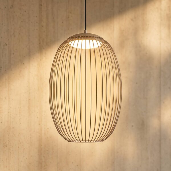 Lucande Venkovní závěsné LED svítidlo Richi, béžové, 40 cm, stmívatelné, stmívatelný, Krémová / jantar, kov, Moderní