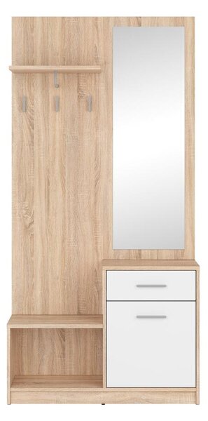 Předsíňová sestava BRW Nepo Plus 16 (dub sonoma + bílá). 1098341
