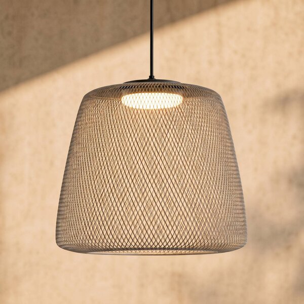 Lucande Závěsné světlo Korvyn, kamenně šedá, Ø 50 cm, stmívatelné, stmívatelný, Hliník / šedá / zinek, kov, Design