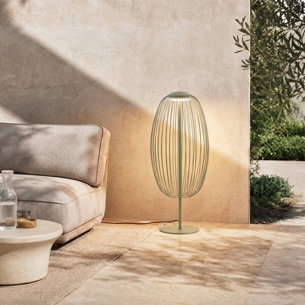 Lucande Venkovní stojací LED svítidlo Richi, zelené, výška 90 cm, IP44, Zelená, kov, Moderní