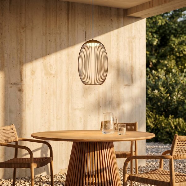 Lucande Venkovní závěsné LED svítidlo Richi, černé, 40 cm, stmívatelné, stmívatelný, Černá, kov, Moderní