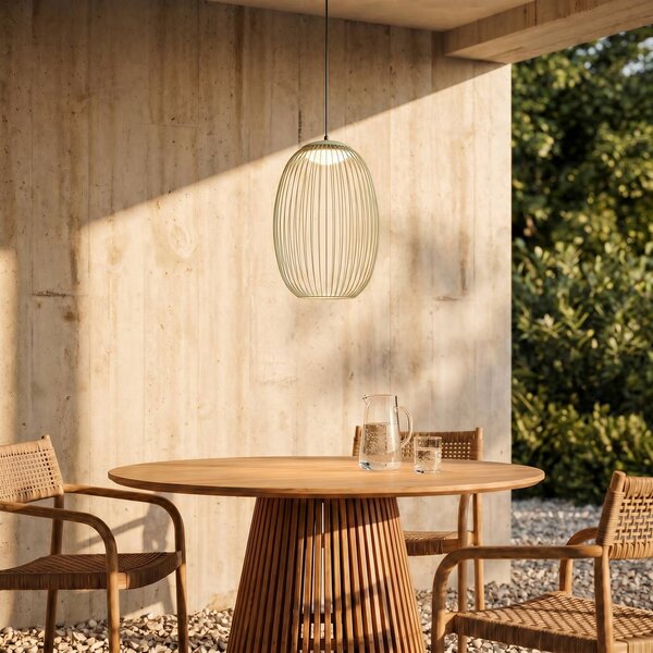 Lucande Venkovní závěsné LED svítidlo Richi, zelené, 40 cm, stmívatelné, stmívatelný, Zelená, kov, Moderní