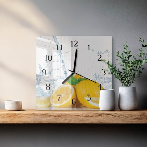 Skleněné hodiny na stěnu Citronová zskc-30x30-00181269