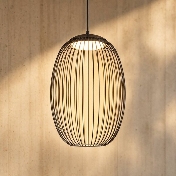 Lucande Venkovní závěsné LED svítidlo Richi, černé, 40 cm, stmívatelné, stmívatelný, Černá, kov, Moderní