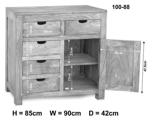 GREY WOOD Komoda 85x90 cm, masivní indický palisandr