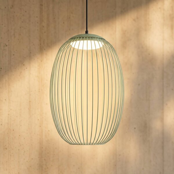Lucande Venkovní závěsné LED svítidlo Richi, zelené, 40 cm, stmívatelné, stmívatelný, Zelená, kov, Moderní