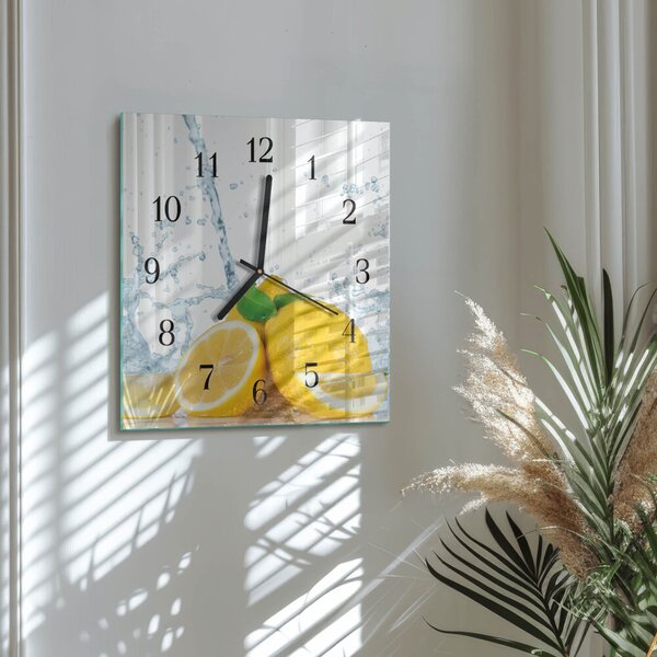 Skleněné hodiny na stěnu Citronová zskc-30x30-00181269