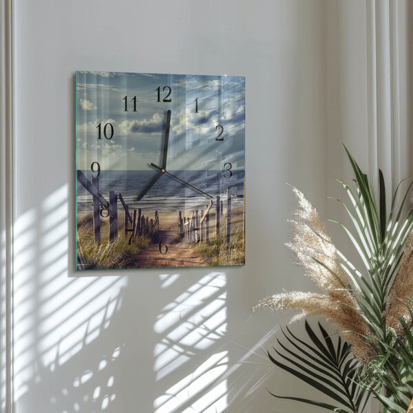 Skleněné hodiny na stěnu pláž moře zskc-30x30-00182283
