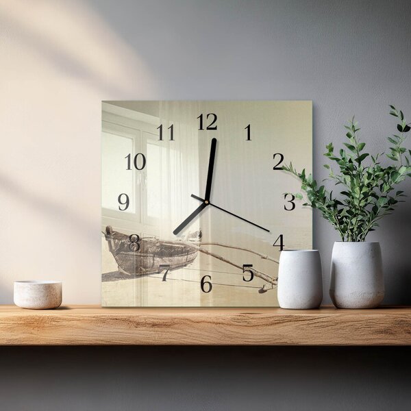 Skleněné hodiny na stěnu Lodž zskc-30x30-00179392