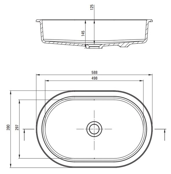 Deante Silia, granitové umyvadlo pro zapuštění na/pod desku 588x390x145 mm, antracitová metalíza, DEA-CQS_TU6U