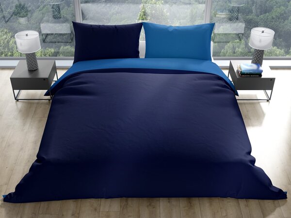 Gipetex Natural Dream Italské povlečení 100% bavlna Doubleface světle/tmavě modrá - 140x200 / 70x90 cm