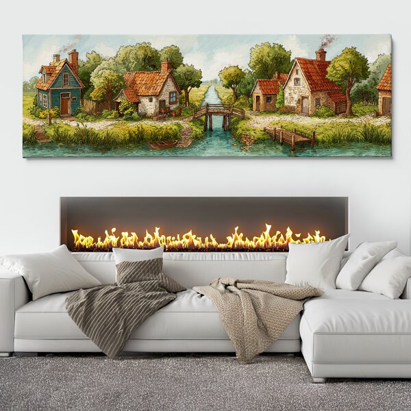 Obraz na plátně - Můstek v odpoledním tichu FeelHappy.cz Velikost obrazu (šířka x výška): 60 x 20 cm