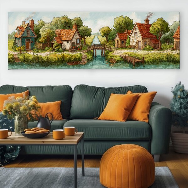 Obraz na plátně - Můstek v odpoledním tichu FeelHappy.cz Velikost obrazu (šířka x výška): 60 x 20 cm