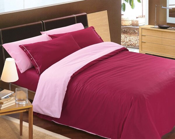 Gipetex Natural Dream Italské povlečení 100% bavlna Doubleface vínovo-růžová - 140x200 / 70x90 cm