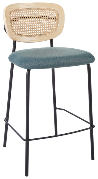 Sada 2 barových židlí MAYETTA Ratan Modrozelená