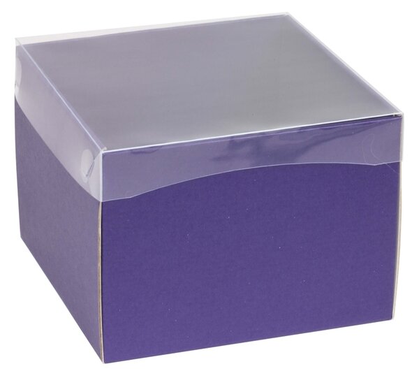 Dárková krabička s průhledným víkem 200x200x150/35 mm, fialová