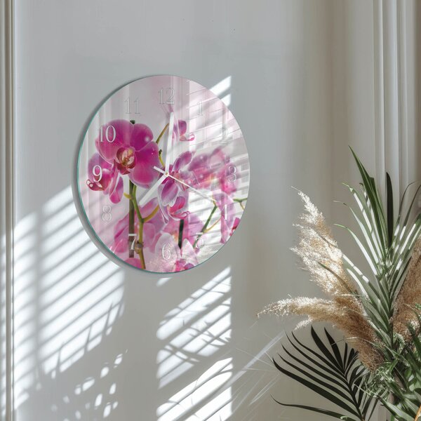 Skleněné hodiny na stěnu Orchidej zsob-fi30-00058568
