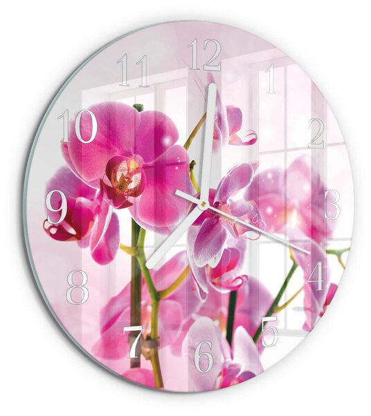 Skleněné hodiny na stěnu Orchidej zsob-fi30-00058568