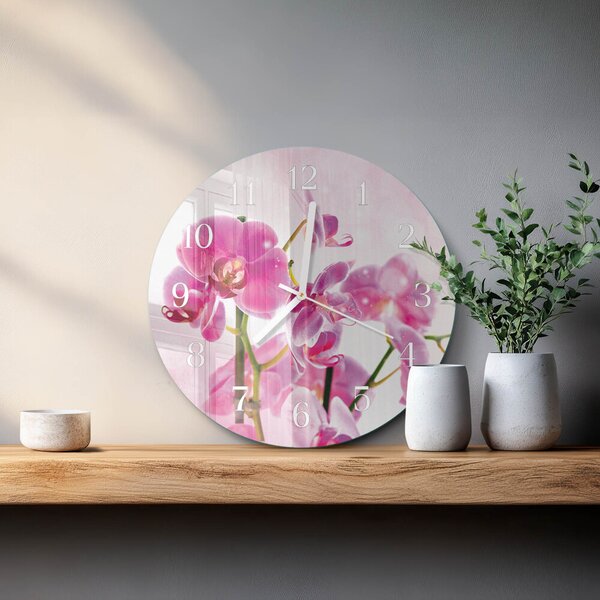 Skleněné hodiny na stěnu Orchidej zsob-fi30-00058568