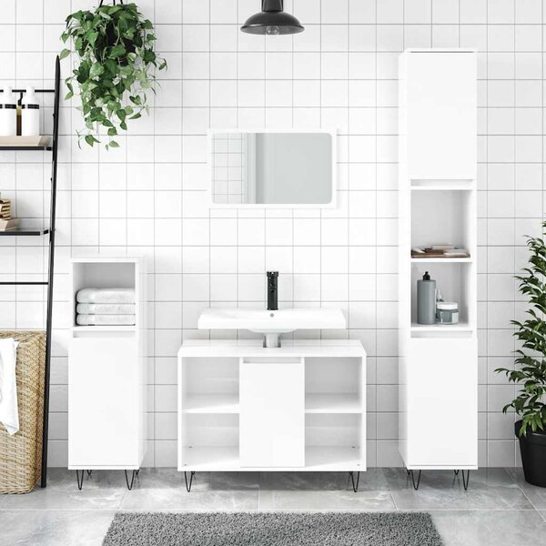 Koupelnová skříňka lesklá bílá 80 x 33 x 60 cm kompozitní dřevo