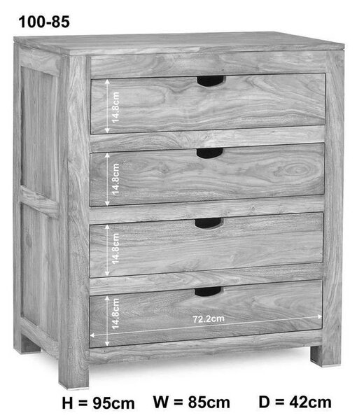GREY WOOD Komoda 95x85 cm, masivní indický palisandr