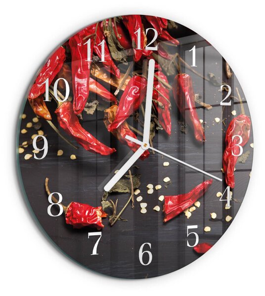 Skleněné hodiny na stěnu Chilli papričky zsob-fi30-00090347
