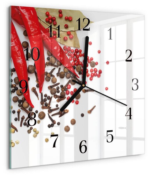 Skleněné hodiny na stěnu Paprika zskc-30x30-00178614