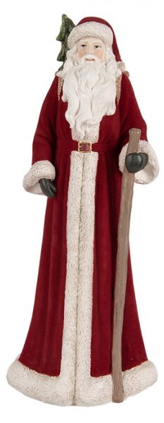 Vánoční dekorační figurka vysoký Santa Claus se stromkem a holí – 16x15x37 cm
