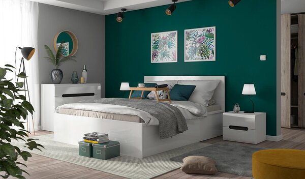 Jednolůžková postel 120 cm BRW Tetrix 6 (lesk bílý) (s roštem) (s úl. prostorem)