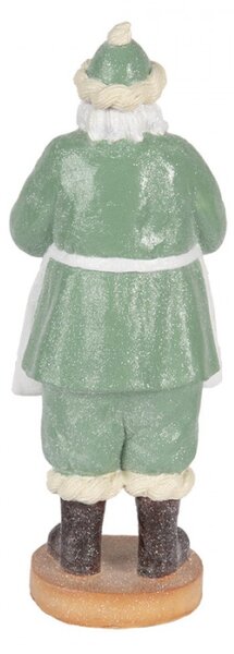 Vánoční dekorace Santa Claus pekař s perníkovým domečkem v zeleném šatu – 11x11x30 cm