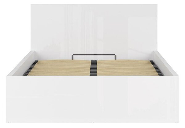 Manželská postel 140 cm BRW Tetrix 8 (lesk bílý) (s roštem) (s úl. prostorem)