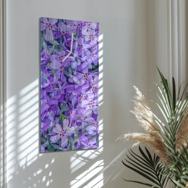 Skleněné hodiny vertikální Květiny zsppb-30x60-00081966