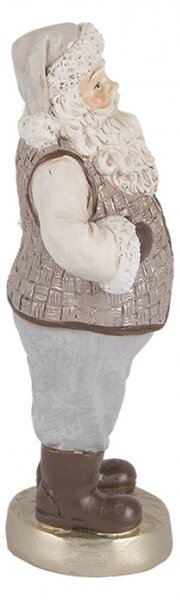 Vánoční dekorace figurka Santa Clause ve vestičce s dárkem – 8x6x16 cm