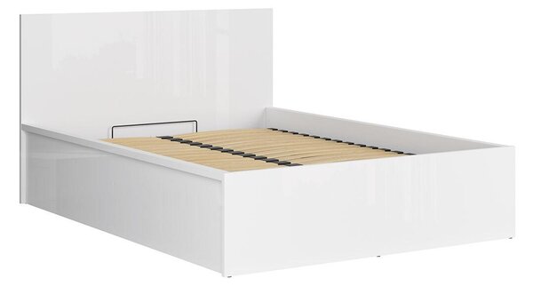 Manželská postel 140 cm BRW Tetrix 8 (lesk bílý) (s roštem) (s úl. prostorem)