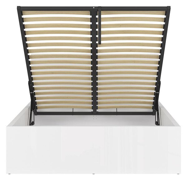 Manželská postel 140 cm BRW Tetrix 8 (lesk bílý) (s roštem) (s úl. prostorem)
