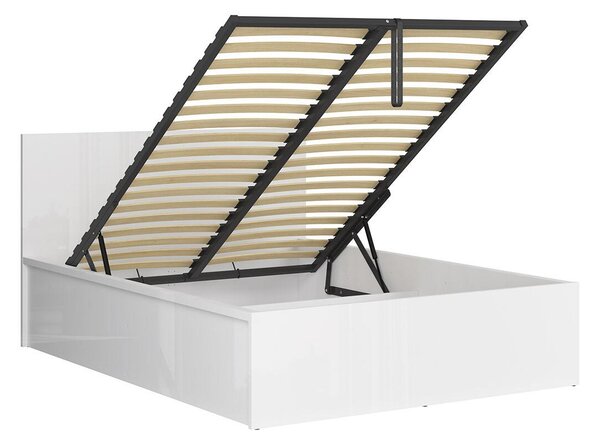 Manželská postel 140 cm BRW Tetrix 8 (lesk bílý) (s roštem) (s úl. prostorem)