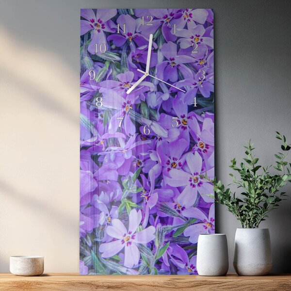 Skleněné hodiny vertikální Květiny zsppb-30x60-00081966