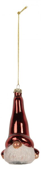 Červená skleněná vánoční ozdoba sklandinávský vánoční skřítek Tomte – 6x5x13 cm