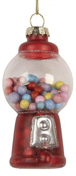 Skleněná vánoční ozdoba automat na žvýkačky – 5x9 cm