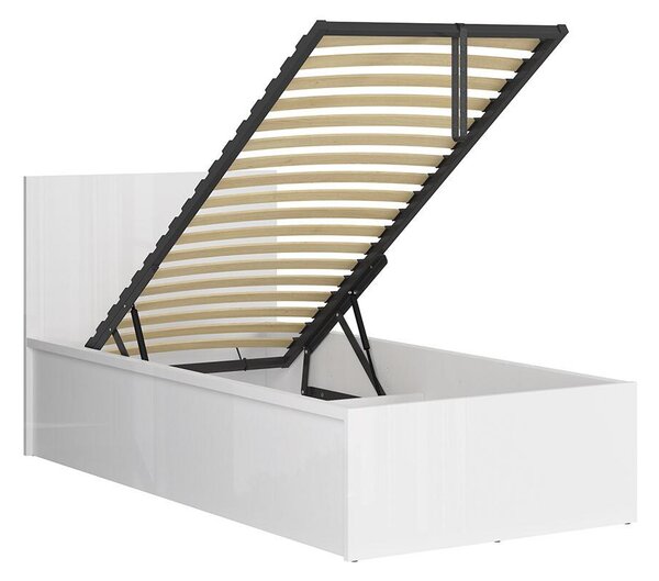 Jednolůžková postel 90 cm BRW Tetrix 15 (lesk bílý) (s roštem) (s úl. prostorem)